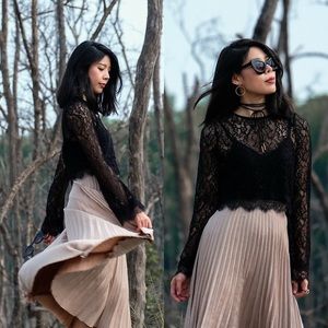 Lace Bell Sleeve Crop Top